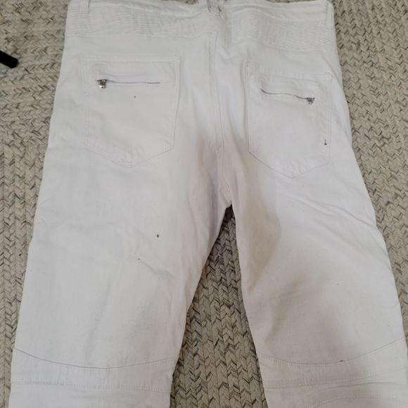 men’s white denim moto jeans skinny size 32 x 30 - Picture 4 of 5